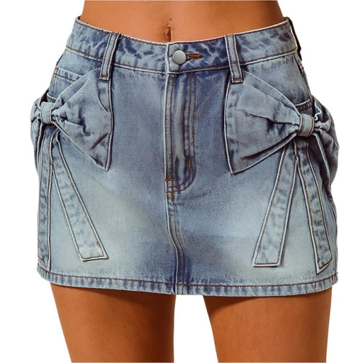 * Bow Pocket Denim Mini Skirt - FINAL SALE WOMEN - Clothing - Skirts So Me