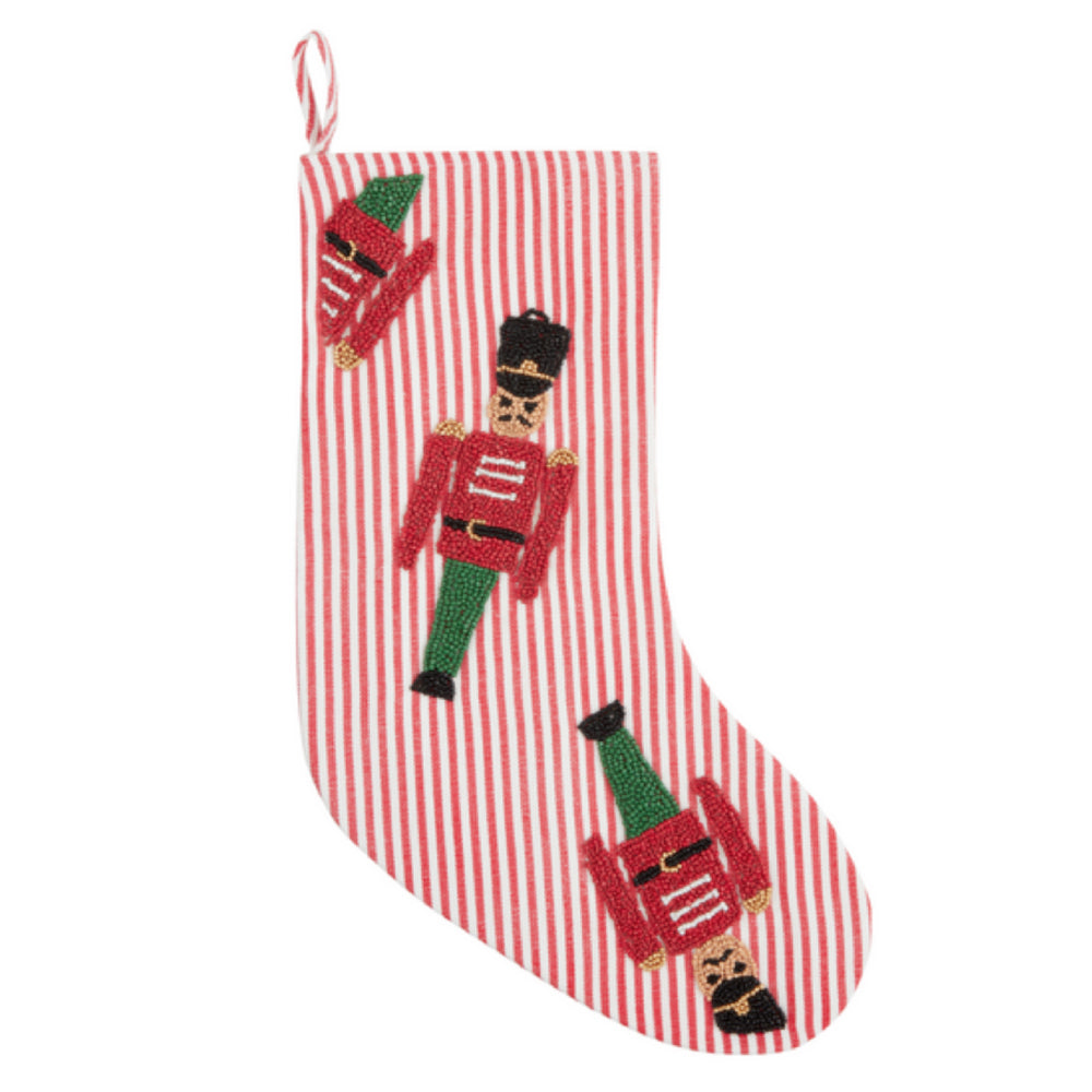 Mud Pie Nutcracker Beaded Christmas Stocking HOME & GIFTS - Home Decor - Seasonal Decor Mud Pie   