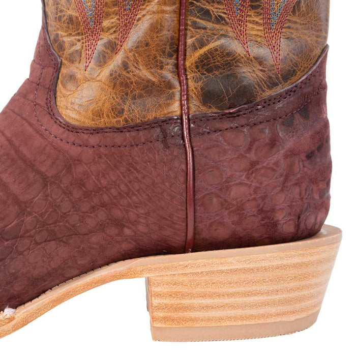 R. Watson Men's Rhubarb Sueded Caiman Square Toe Boot MEN - Footwear - Exotic Western Boots R Watson