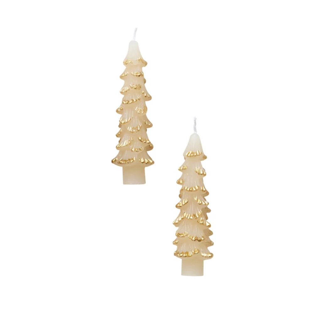 Unscented Gold Tip Eggnog Tree Tapered Candle Set HOME & GIFTS - Home Decor - Seasonal Decor Creative Co-Op   