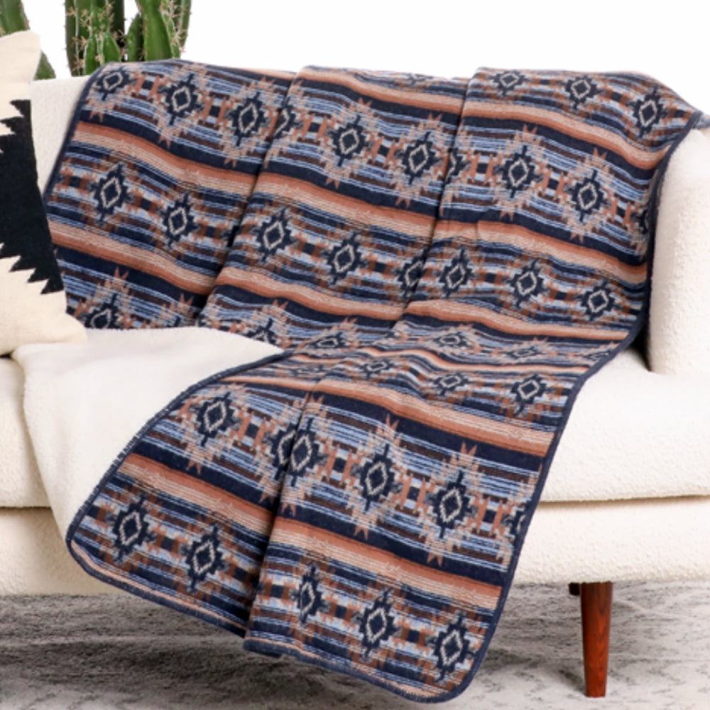 Rock & Roll Denim Aztec Print Jacquard Berber Blanket HOME & GIFTS - Home Decor - Blankets + Throws Panhandle