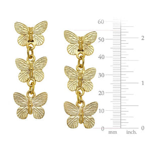 3 Butterfly Drop Gold Post Earring WOMEN - Accessories - Jewelry - Bracelets Susan Shaw