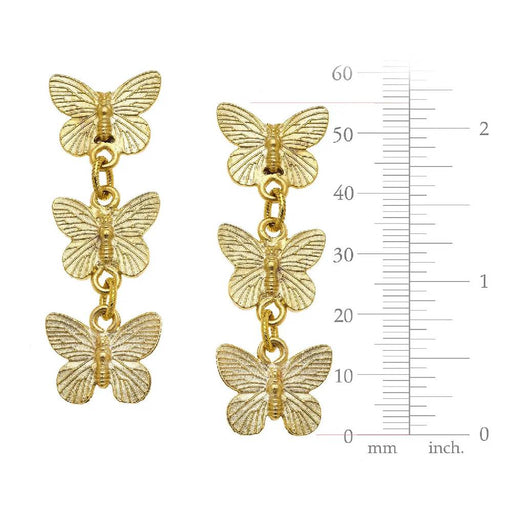 3 Butterfly Drop Gold Post Earring WOMEN - Accessories - Jewelry - Bracelets Susan Shaw