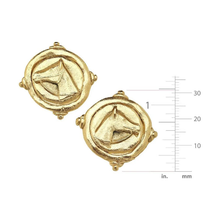 Gold Horse Intaglio Pierced Earring WOMEN - Accessories - Jewelry - Earrings Susan Shaw
