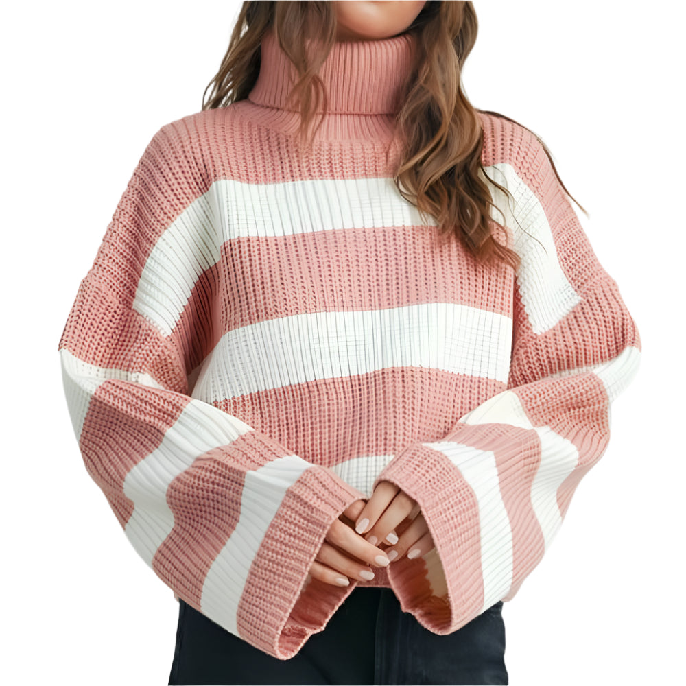 Women's Stripe Turtleneck Sweater WOMEN - Clothing - Sweaters & Cardigans Buttermelon