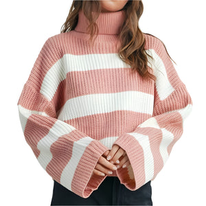 Women's Stripe Turtleneck Sweater WOMEN - Clothing - Sweaters & Cardigans Buttermelon