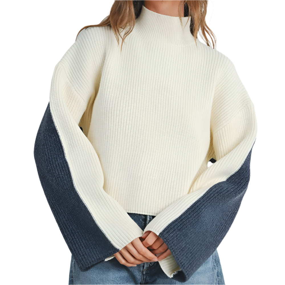 Women's Two Tone Turtleneck Sweater WOMEN - Clothing - Sweaters & Cardigans Buttermelon