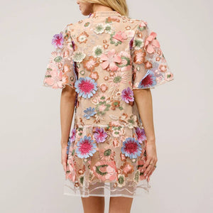 Floral Peplum Puff Sleeve Mini Dress