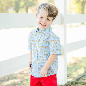 Ruth and Ralph Blue Cowboy Toile Conrad Button Up Shirt KIDS - Baby - Baby Boy Clothing Ruth and Ralph