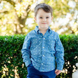 Ruth and Ralph Blue Bandana Print Conrad Button Up Shirt KIDS - Baby - Baby Boy Clothing Ruth and Ralph