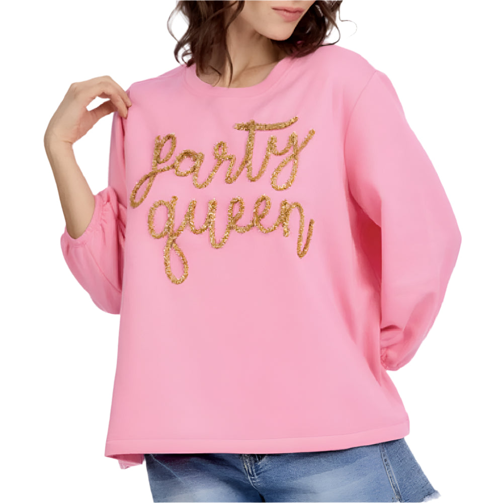 Mud Pie Women's Drink Sparkle "Party Queen" Sweatshirt WOMEN - Clothing - Pullovers & Hoodies Mud Pie