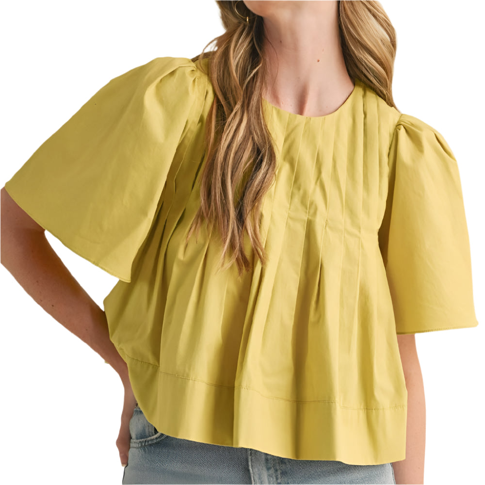 Pleated Short Sleeve Top WOMEN - Clothing - Tops - Short Sleeved En Merci