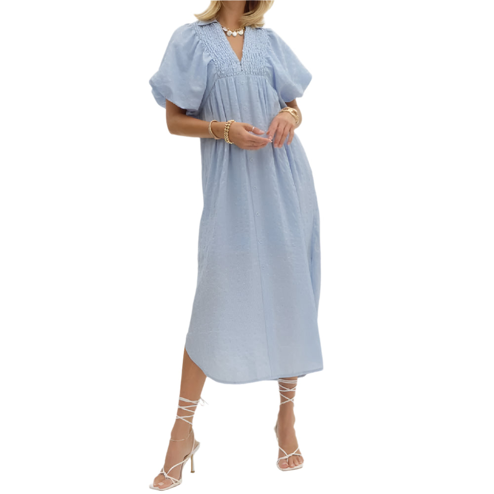 Puff Sleeve Midi Dress WOMEN - Clothing - Dresses Entro