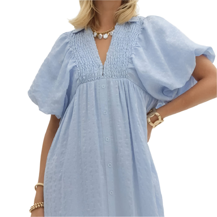 * Puff Sleeve Midi Dress - FINAL SALE WOMEN - Clothing - Dresses Entro