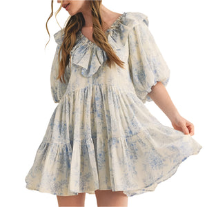 Ruffled V Neck Mini Dress WOMEN - Clothing - Dresses En Merci