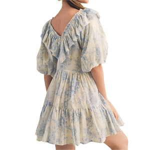 Ruffled V Neck Mini Dress WOMEN - Clothing - Dresses En Merci