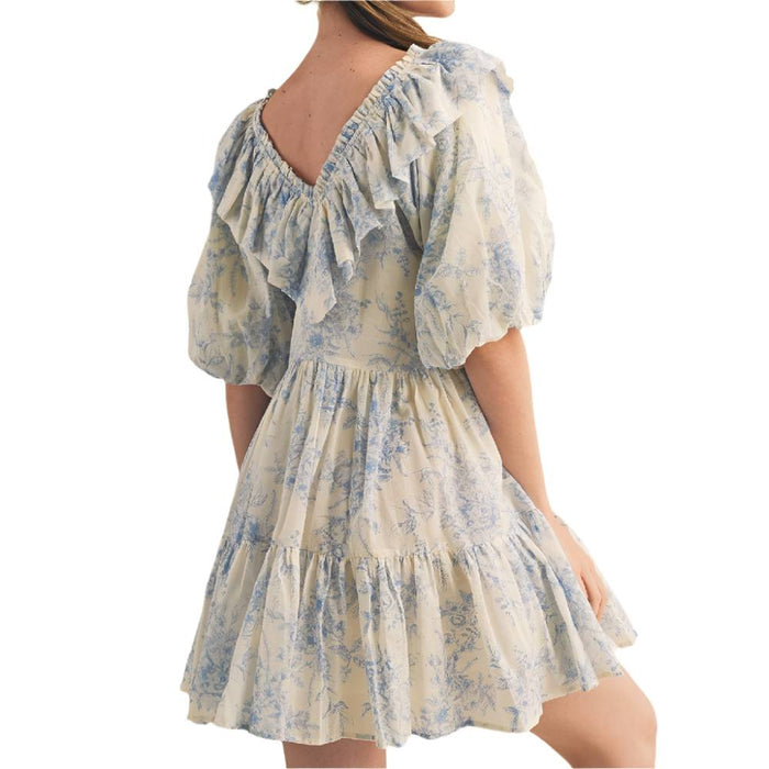 * Ruffled V Neck Mini Dress - FINAL SALE WOMEN - Clothing - Dresses En Merci