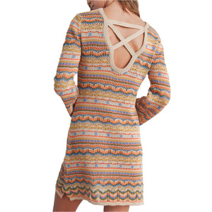 Crochet Sweater Dress - Taupe/Multi WOMEN - Clothing - Dresses Buttermelon