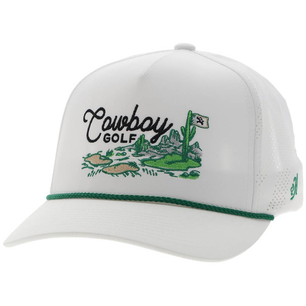 Hooey Cowboy Golf Trucker White HATS - BASEBALL CAPS Hooey