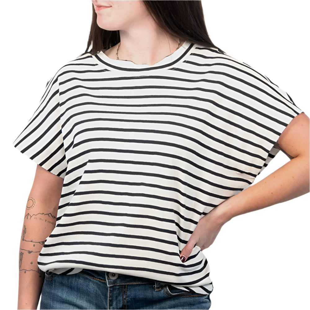 Dylan Spring Stripe Caplet Top WOMEN - Clothing - Tops - Short Sleeved Dylan