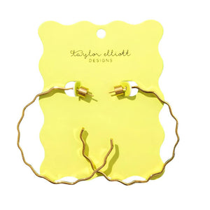 Cassie Gold Wavy Hoop Earrings WOMEN - Accessories - Jewelry - Earrings Taylor Elliott Designs