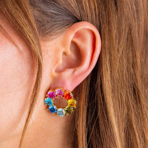 Paige Circle Multicolor Gem Earrings WOMEN - Accessories - Jewelry - Earrings Taylor Elliott Designs