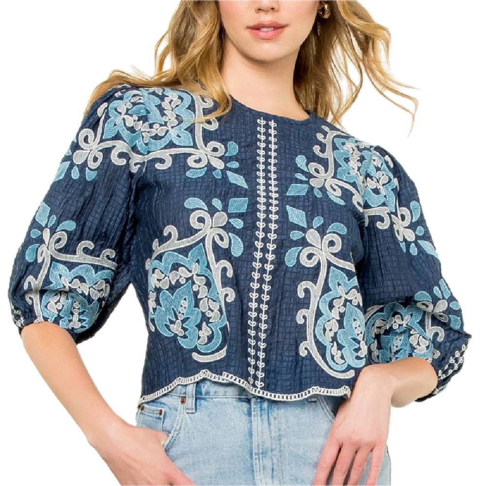 Embroidery Textured Top