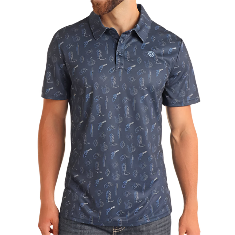 Rock & Roll Denim Men's Western Print Polo Shirt MEN - Clothing - Shirts - Short Sleeve Panhandle