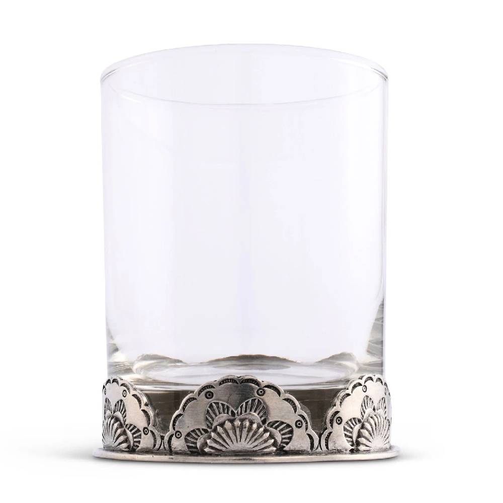 Vagabond House Pewter Western Double Old Fashioned Glass HOME & GIFTS - Tabletop + Kitchen - Drinkware + Glassware Vagabond House