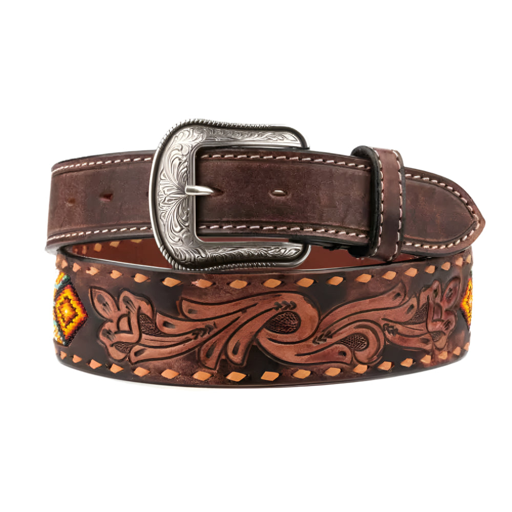 3D Men's Beaded Inlay Tooled Belt MEN - Accessories - Belts & Suspenders M&F Western Products