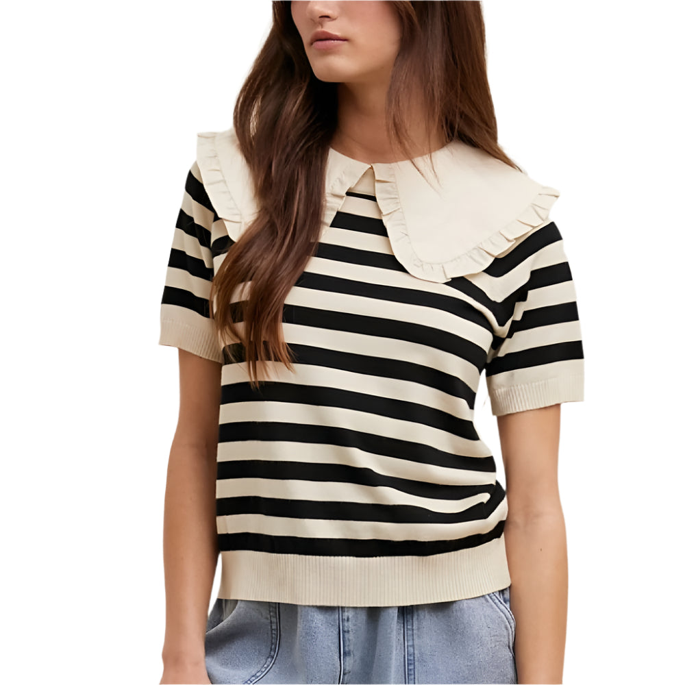 Peter Pan Collar Sweater Top WOMEN - Clothing - Tops - Short Sleeved WISHLIST