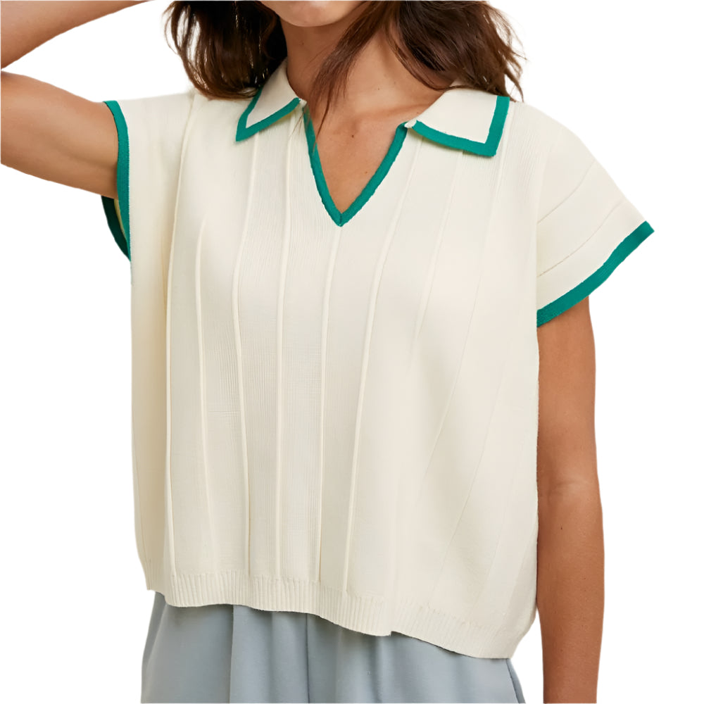 Collared Sweater Top WOMEN - Clothing - Tops - Short Sleeved WISHLIST