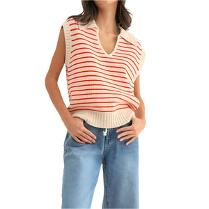 Striped Collared Sweater Top WOMEN - Clothing - Sweaters & Cardigans WISHLIST