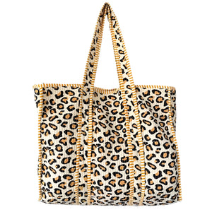 Boho Vintage Beach Tote - Leopard WOMEN - Accessories - Handbags - Tote Bags Bhawana Handicrafts