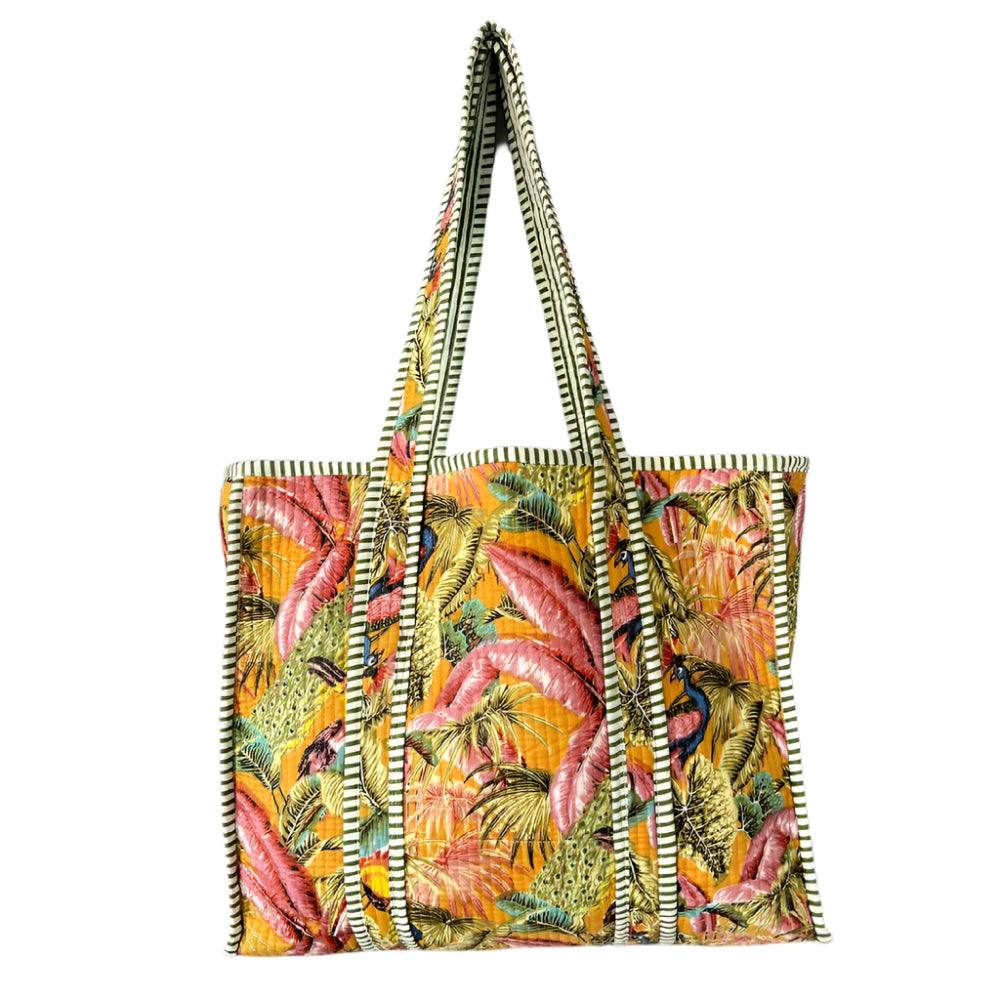 Quilted Tote - Leaf Print WOMEN - Accessories - Handbags - Tote Bags Bhawana Handicrafts