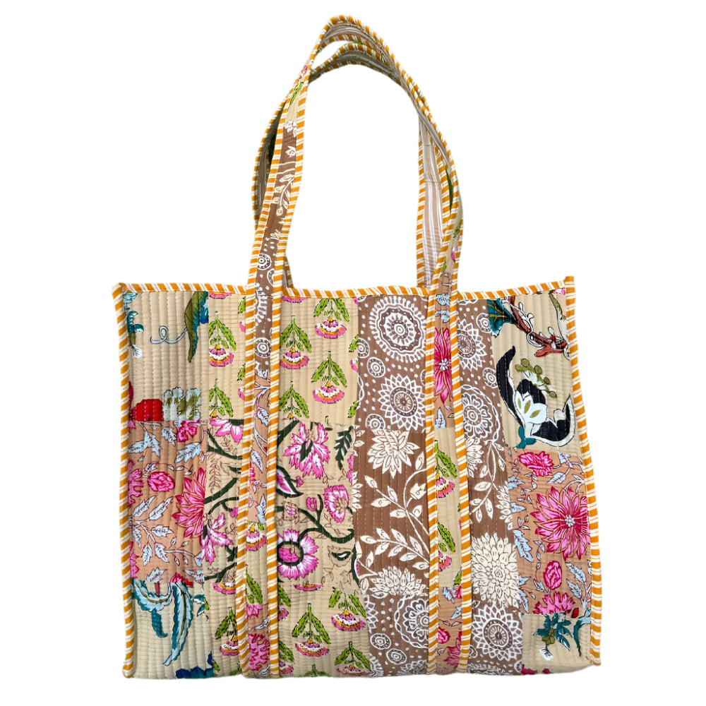 Patchwork Quilted Tote - Floral WOMEN - Accessories - Handbags - Tote Bags Bhawana Handicrafts