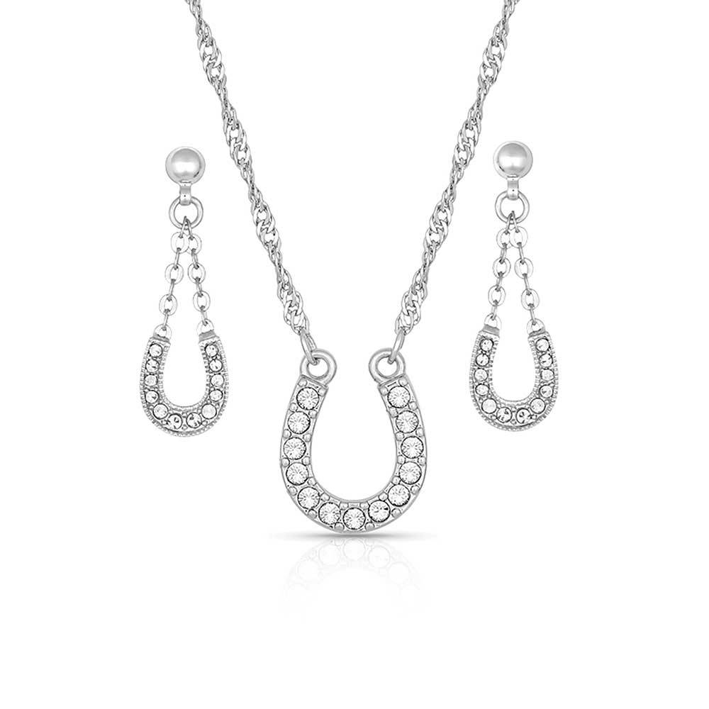 Montana Silversmith Silver CZ Rhinestone Horseshoe Set WOMEN - Accessories - Jewelry - Jewelry Sets Montana Silversmiths