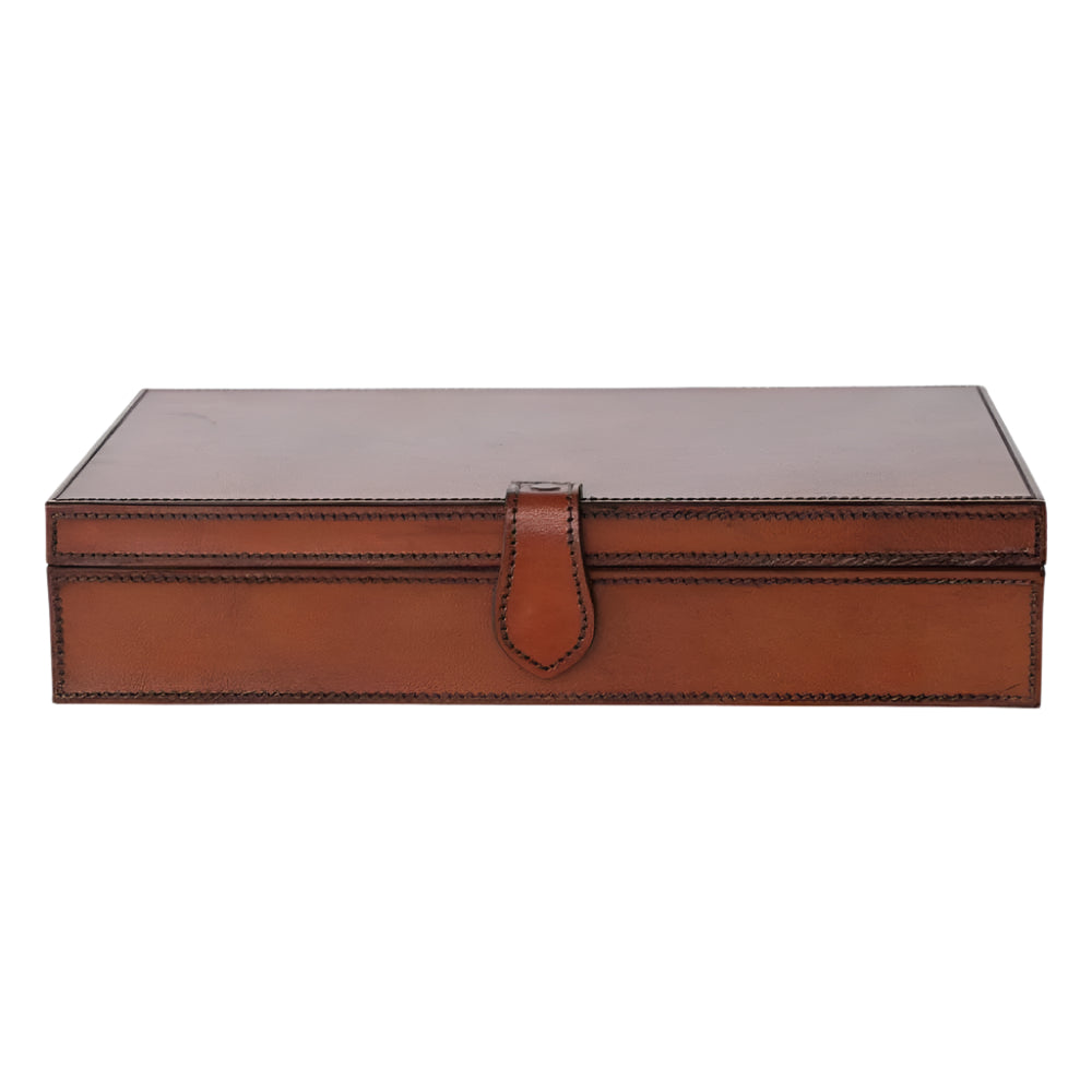 Leather Stitch Box With Flock Interior HOME & GIFTS - Home Decor - Decorative Accents Creative Co-Op