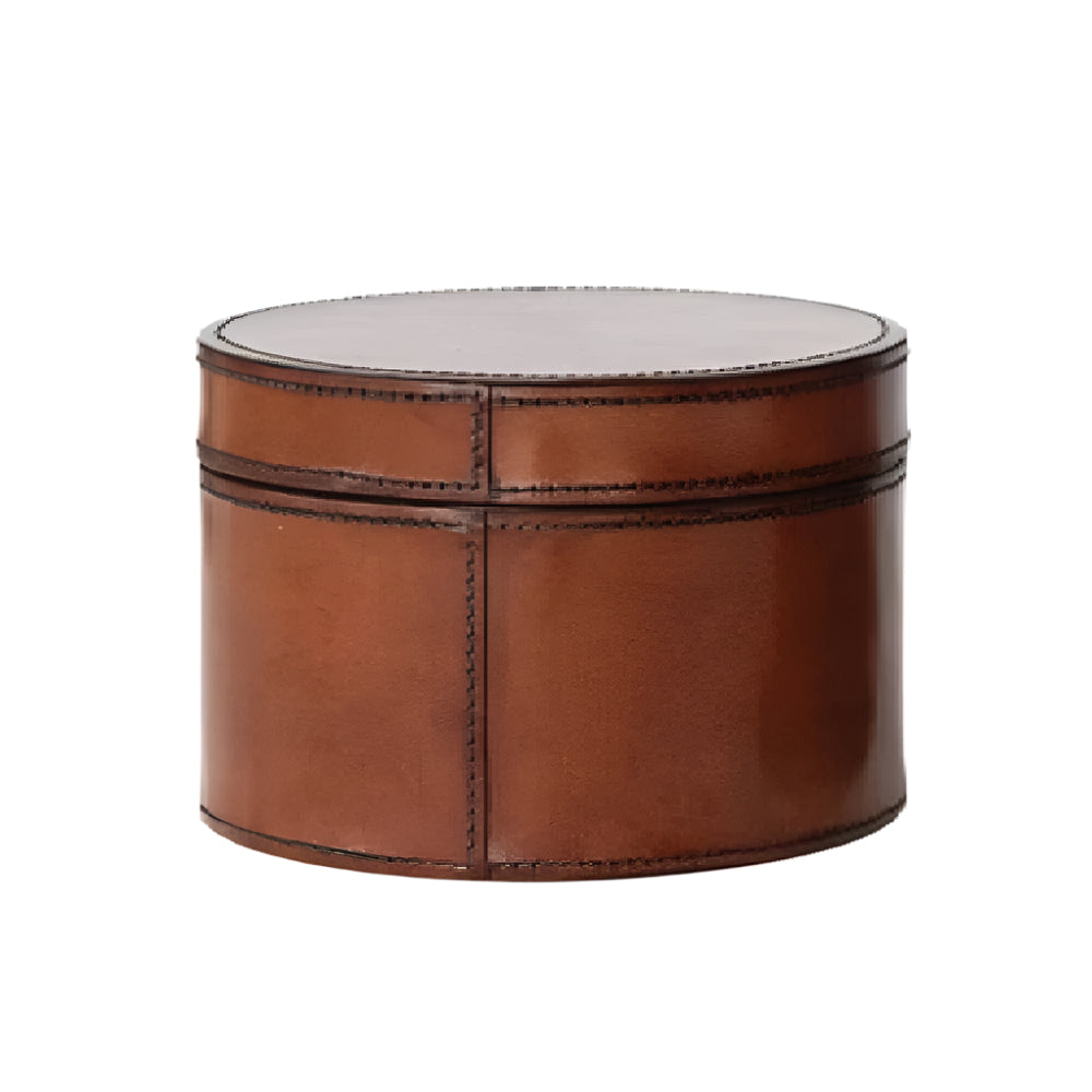 6" Leather Stitch Box With Flock Interior HOME & GIFTS - Home Decor - Decorative Accents Creative Co-Op