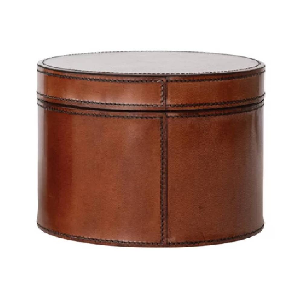 7" Leather Stitch Box With Flock Interior HOME & GIFTS - Home Decor - Decorative Accents Creative Co-Op