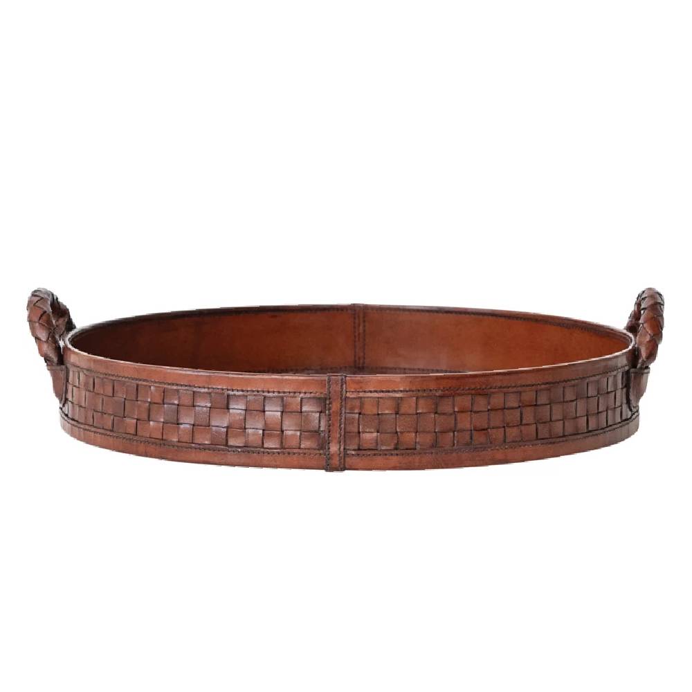 Woven Leather Tray with Braided Handles HOME & GIFTS - Home Decor - Decorative Accents Creative Co-Op