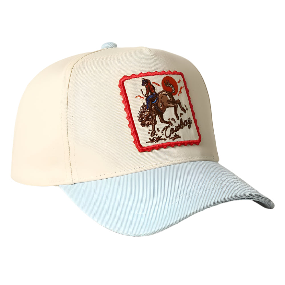 Cowboy Patch Trucker Cap - Light Denim