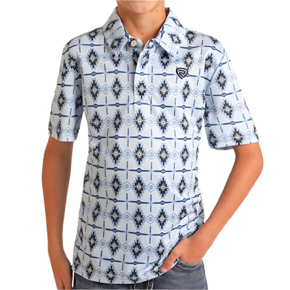 Rock & Roll Denim Boy's Aztec Print Polo KIDS - Boys - Clothing - Shirts - Short Sleeve Shirts Panhandle