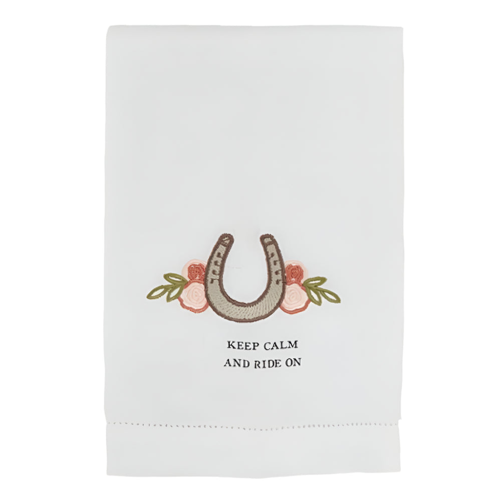 Mud Pie "Keep Calm" Horse Shoe Embroidery Towel