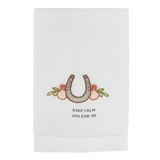 Mud Pie "Keep Calm" Horse Shoe Embroidery Towel HOME & GIFTS - Tabletop + Kitchen - Kitchen Decor Mud Pie