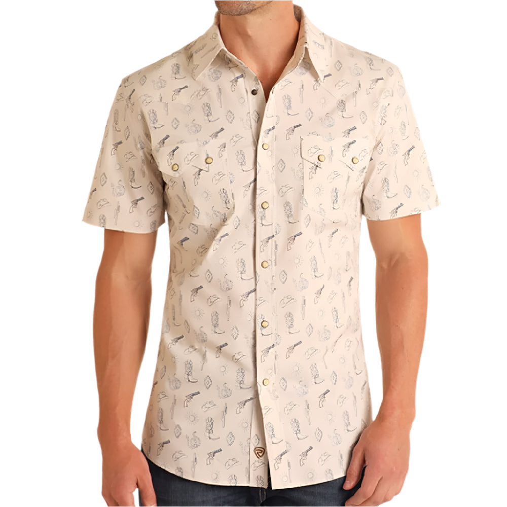 Rock & Roll Denim Men's Western Print Snap Shirt MEN - Clothing - Shirts - Short Sleeve Panhandle