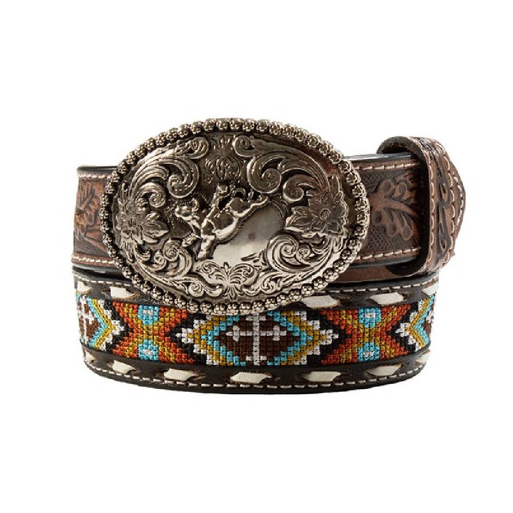 Nocona Boy's Cross Embroidery Inlay Western Belt