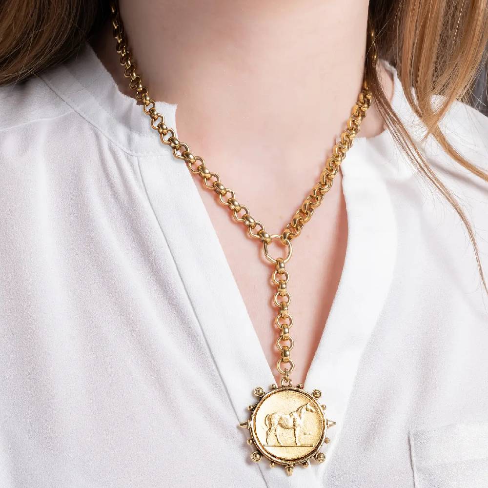 Eme Horse Coin Gold Necklace WOMEN - Accessories - Jewelry - Necklaces Yochi NY