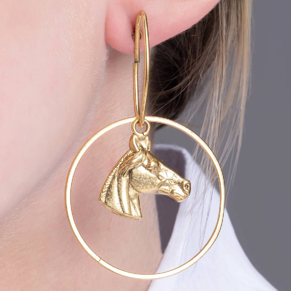 Sandra Horse Hoop Earrings WOMEN - Accessories - Jewelry - Earrings Yochi NY