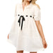 Gauze Bow Puff Sleeve Mini Dress WOMEN - Clothing - Dresses Blue B